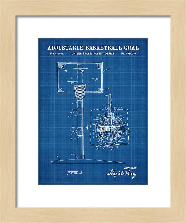 Adjustable Basketball Goal Blueprint Patent Us2986395