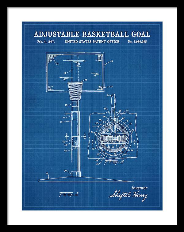 Adjustable Basketball Goal Blueprint Patent Us2986395