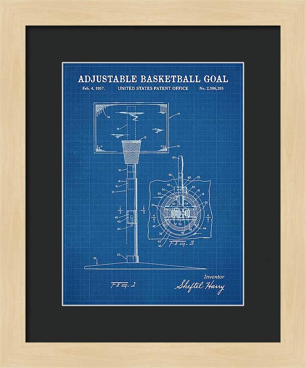 Adjustable Basketball Goal Blueprint Patent Us2986395