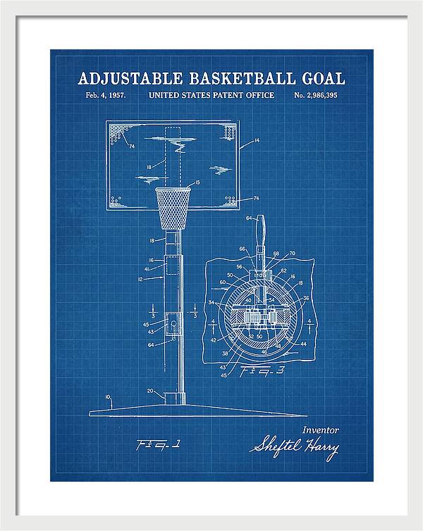 Adjustable Basketball Goal Blueprint Patent Us2986395