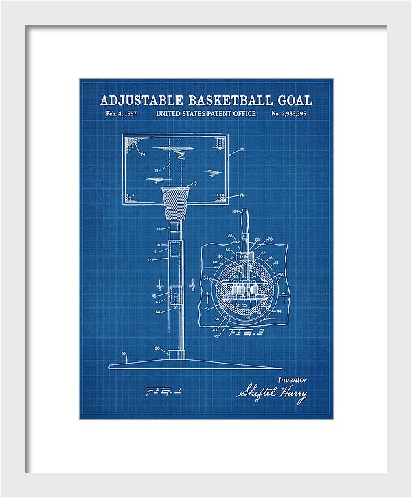 Adjustable Basketball Goal Blueprint Patent Us2986395