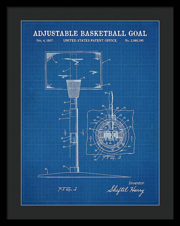 Adjustable Basketball Goal Blueprint Patent Us2986395