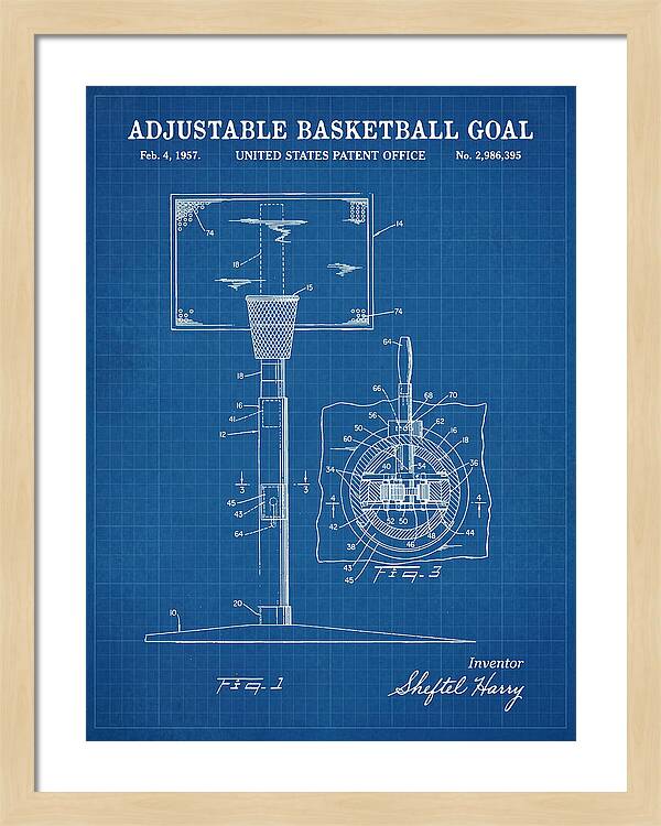 Adjustable Basketball Goal Blueprint Patent Us2986395