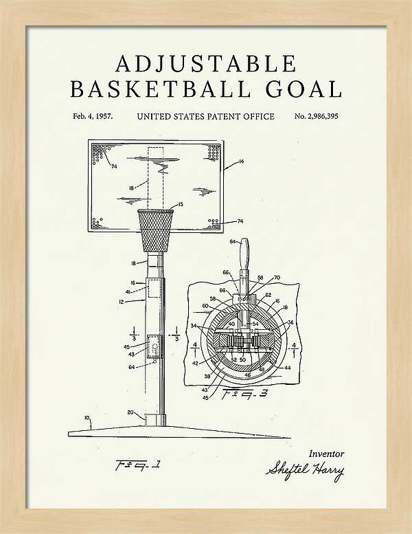 Adjustable Basketball Goal Minimalist Patent Us2986395