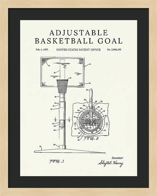 Adjustable Basketball Goal Minimalist Patent Us2986395