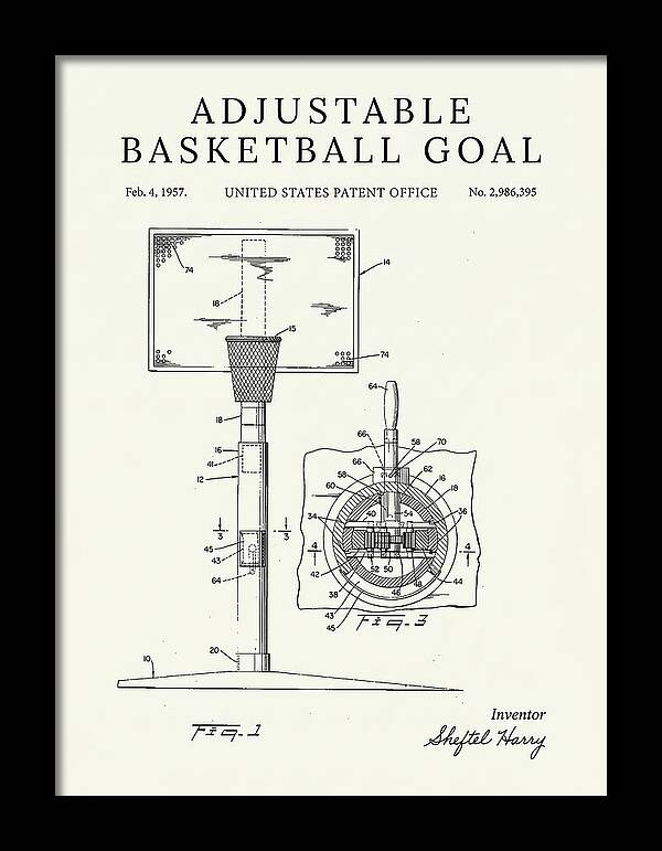 Adjustable Basketball Goal Minimalist Patent Us2986395