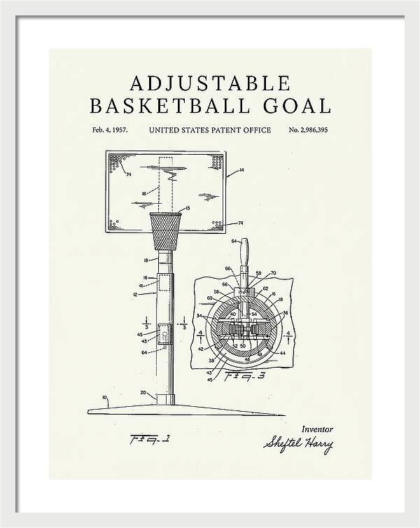 Adjustable Basketball Goal Minimalist Patent Us2986395