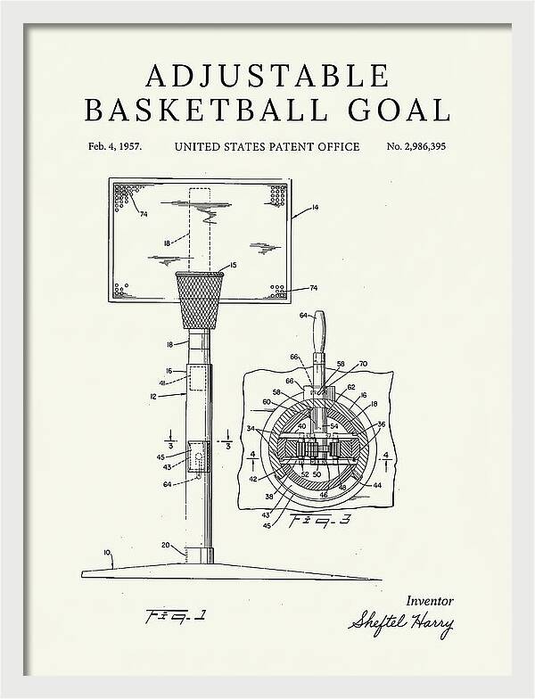 Adjustable Basketball Goal Minimalist Patent Us2986395