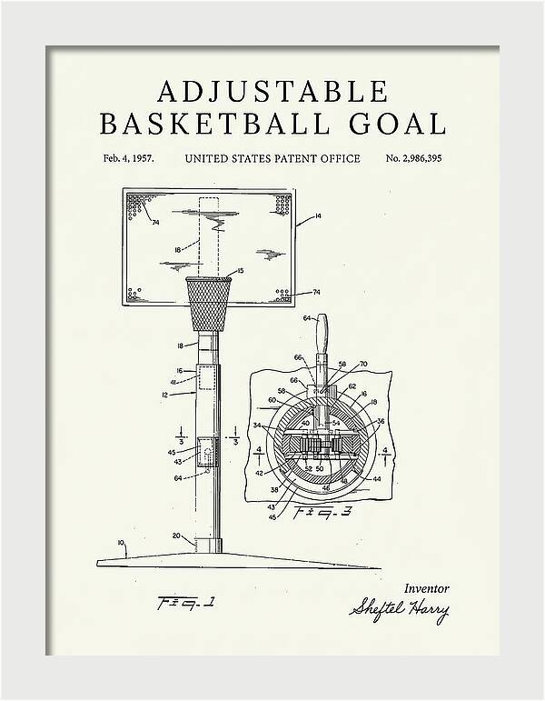 Adjustable Basketball Goal Minimalist Patent Us2986395