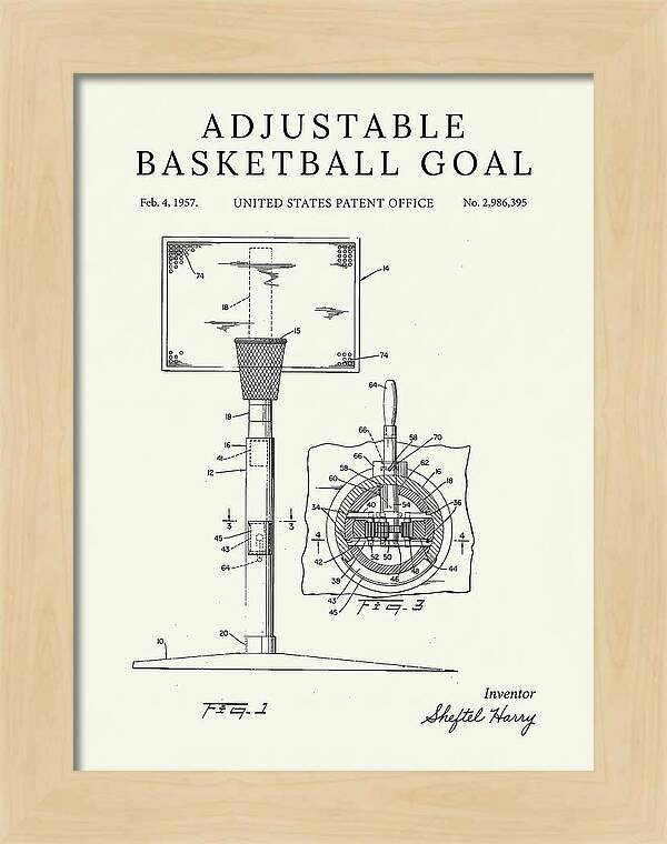 Adjustable Basketball Goal Minimalist Patent Us2986395