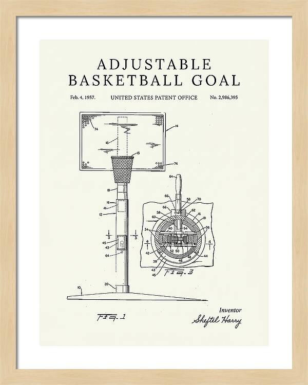 Adjustable Basketball Goal Minimalist Patent Us2986395