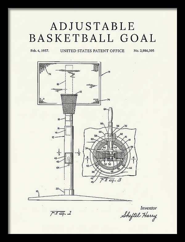 Adjustable Basketball Goal Minimalist Patent Us2986395