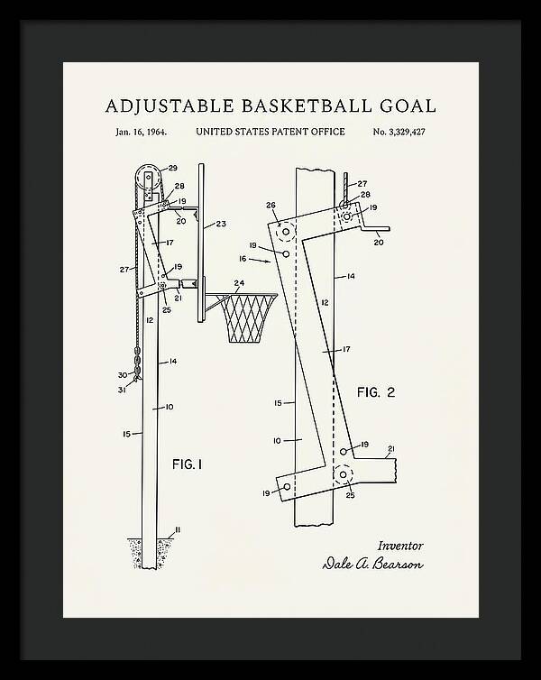 Adjustable Basketball Goal Minimalist Patent Us3329427a