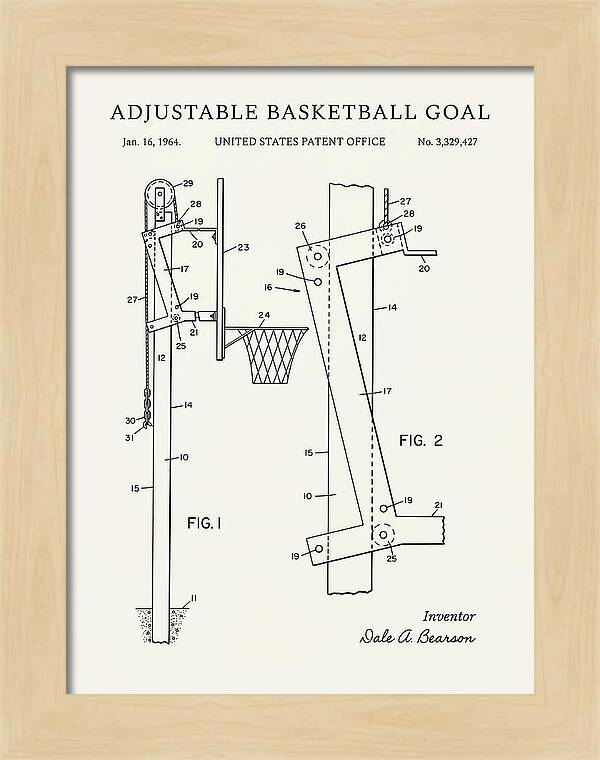 Adjustable Basketball Goal Minimalist Patent Us3329427a