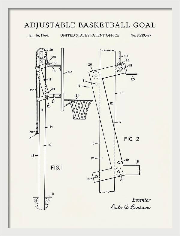 Adjustable Basketball Goal Minimalist Patent Us3329427a