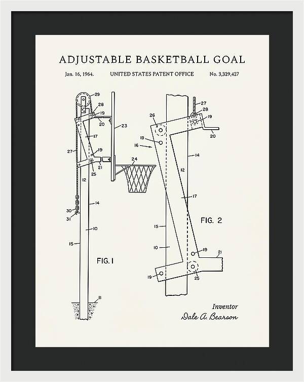 Adjustable Basketball Goal Minimalist Patent Us3329427a