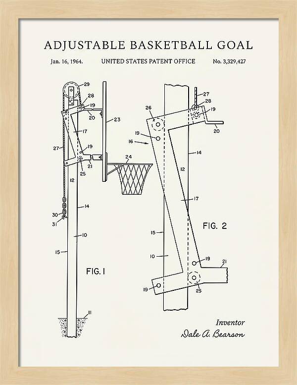 Adjustable Basketball Goal Minimalist Patent Us3329427a