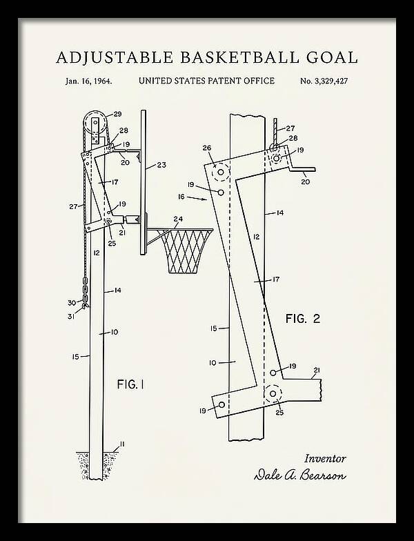 Adjustable Basketball Goal Minimalist Patent Us3329427a