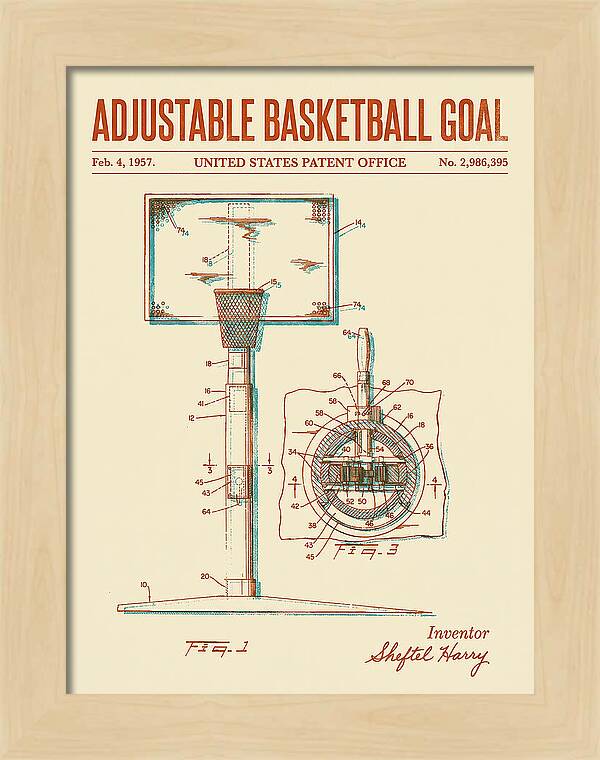 Adjustable Basketball Goal Retro Patent Us2986395