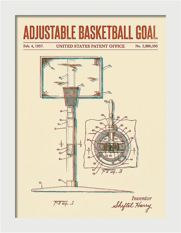 Adjustable Basketball Goal Retro Patent Us2986395