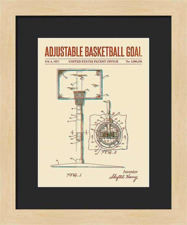 Adjustable Basketball Goal Retro Patent Us2986395