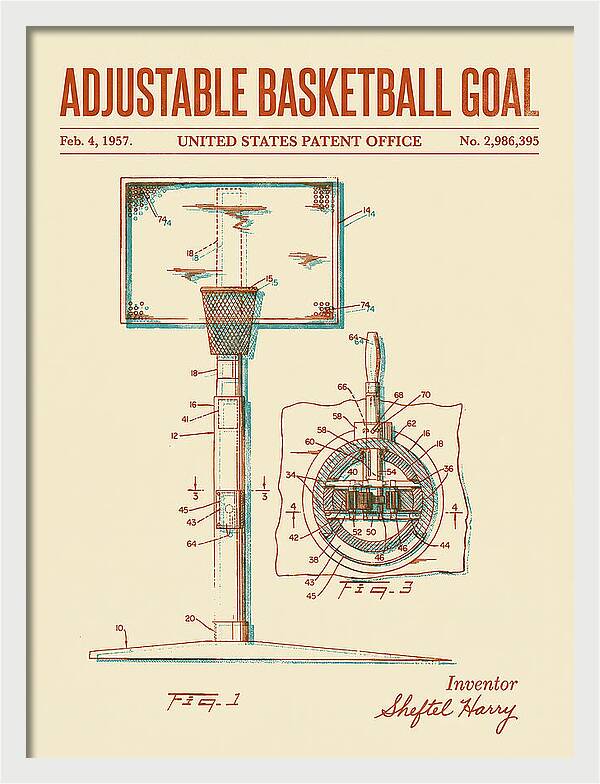 Adjustable Basketball Goal Retro Patent Us2986395