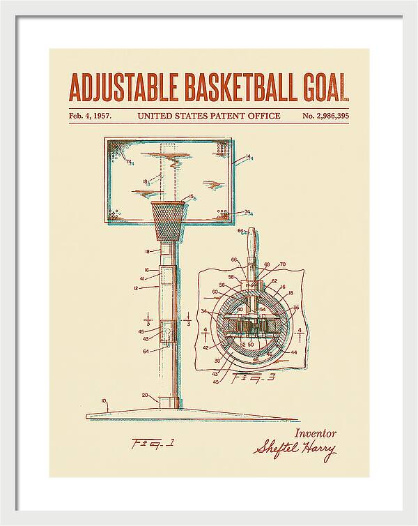 Adjustable Basketball Goal Retro Patent Us2986395