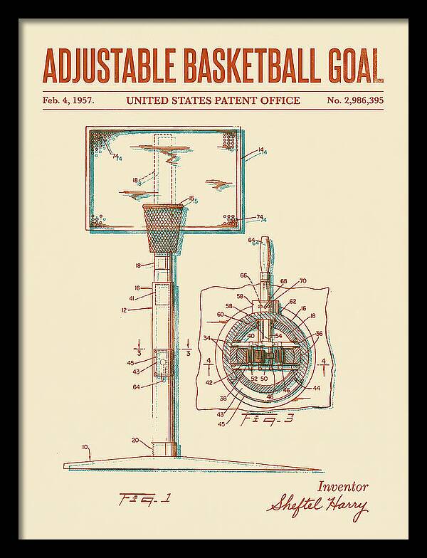 Adjustable Basketball Goal Retro Patent Us2986395