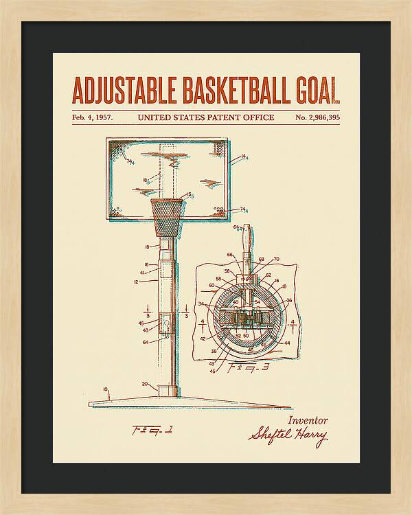 Adjustable Basketball Goal Retro Patent Us2986395