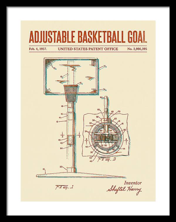 Adjustable Basketball Goal Retro Patent Us2986395