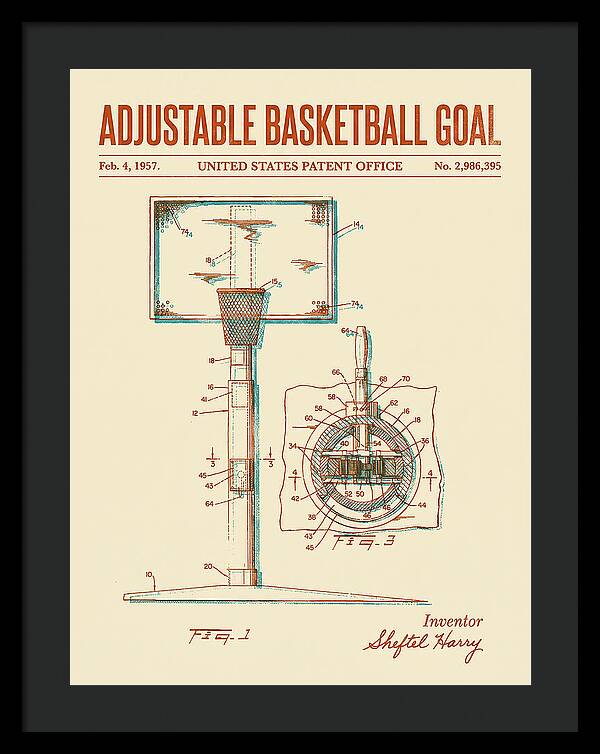 Adjustable Basketball Goal Retro Patent Us2986395