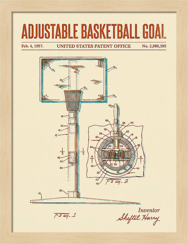 Adjustable Basketball Goal Retro Patent Us2986395