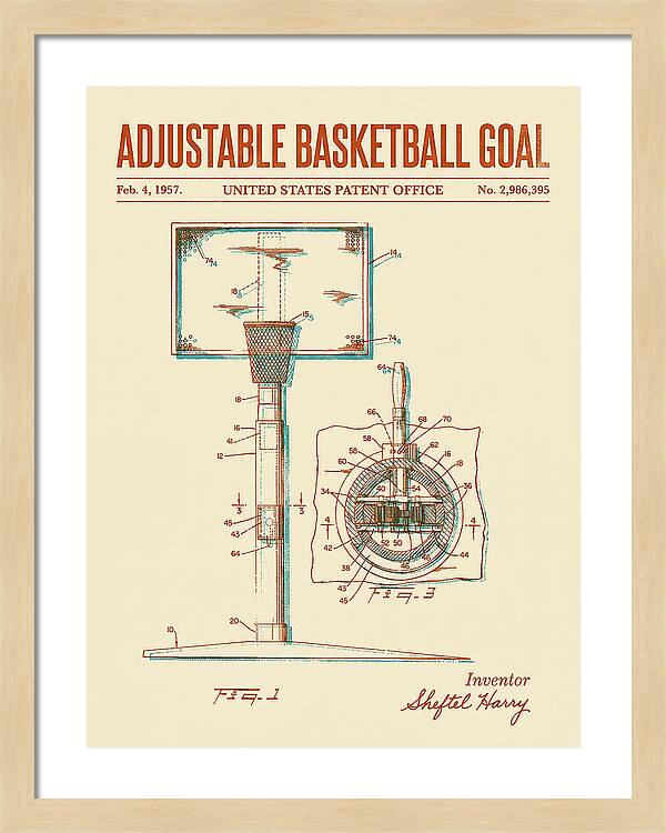 Adjustable Basketball Goal Retro Patent Us2986395
