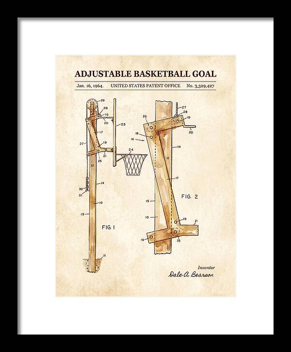 Adjustable Basketball Goal Watercolor Patent Us3329427a