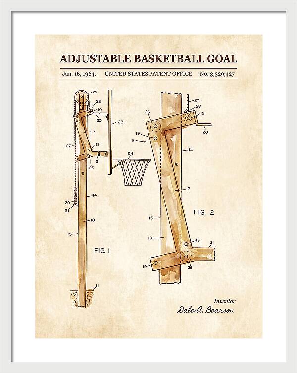 Adjustable Basketball Goal Watercolor Patent Us3329427a