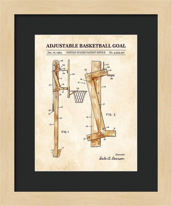 Adjustable Basketball Goal Watercolor Patent Us3329427a