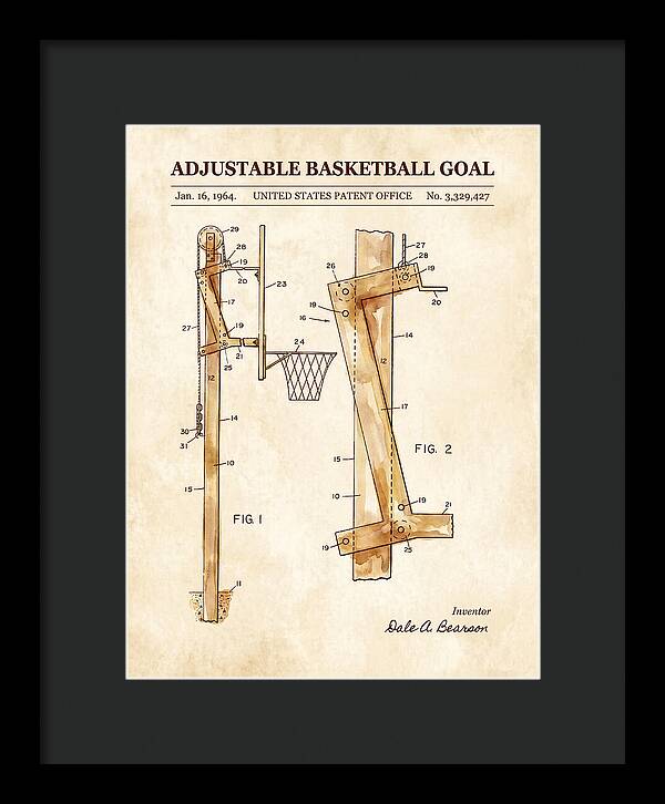 Adjustable Basketball Goal Watercolor Patent Us3329427a
