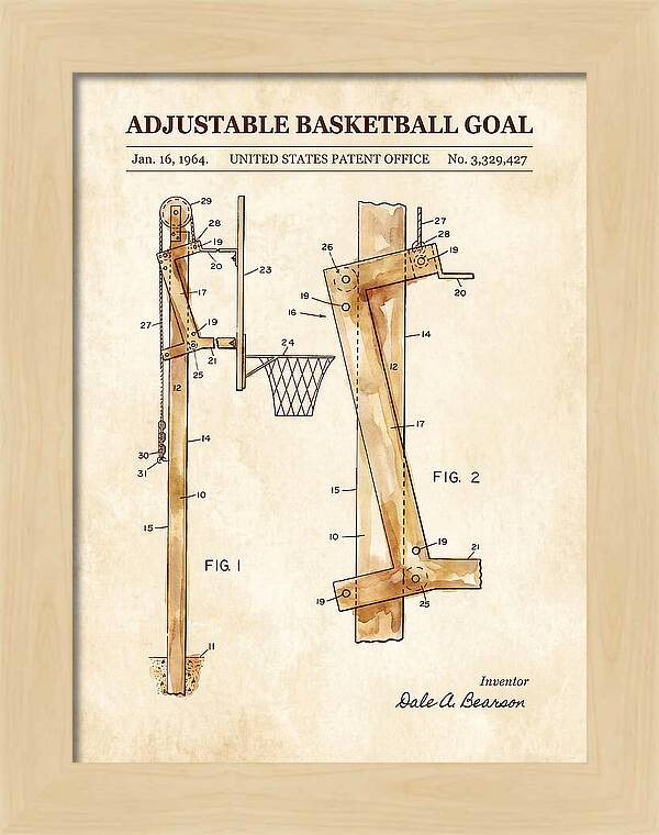Adjustable Basketball Goal Watercolor Patent Us3329427a