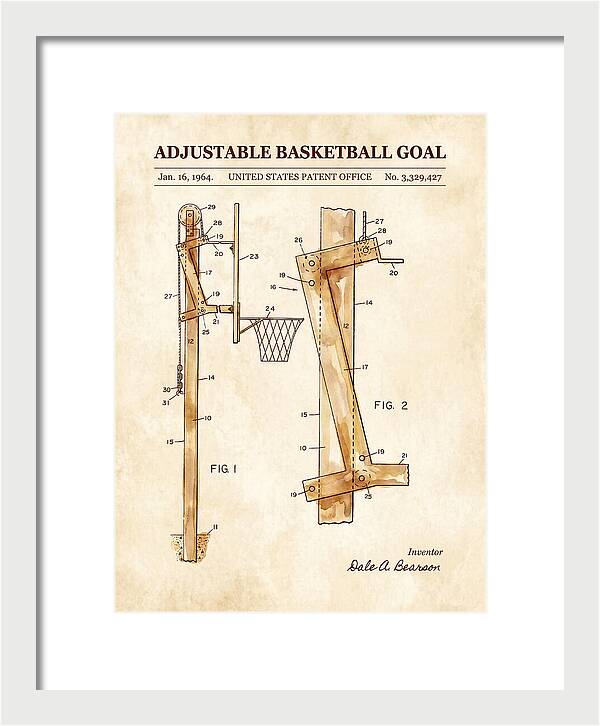 Adjustable Basketball Goal Watercolor Patent Us3329427a