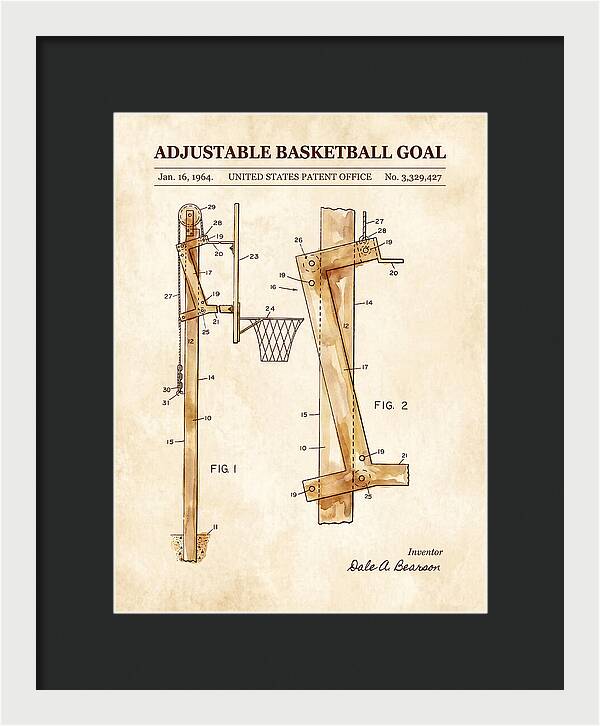 Adjustable Basketball Goal Watercolor Patent Us3329427a