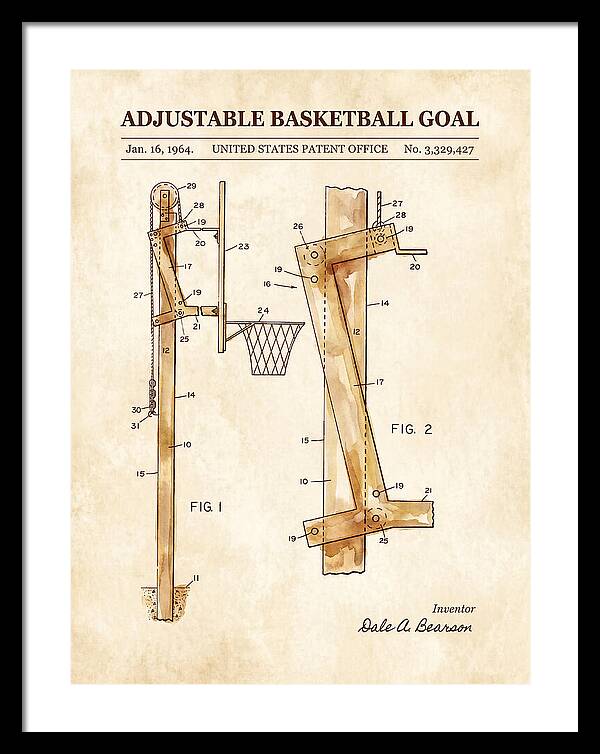 Adjustable Basketball Goal Watercolor Patent Us3329427a