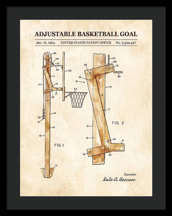 Adjustable Basketball Goal Watercolor Patent Us3329427a