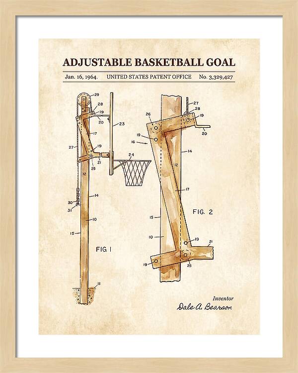 Adjustable Basketball Goal Watercolor Patent Us3329427a