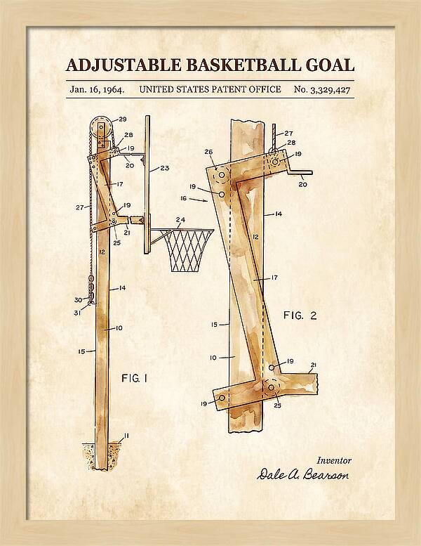 Adjustable Basketball Goal Watercolor Patent Us3329427a