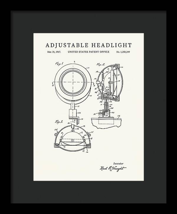 Adjustable Headlight Minimalist Patent Us1250249a