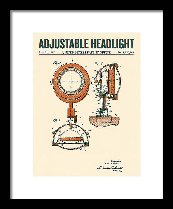 Adjustable Headlight Retro Patent Us1250249a