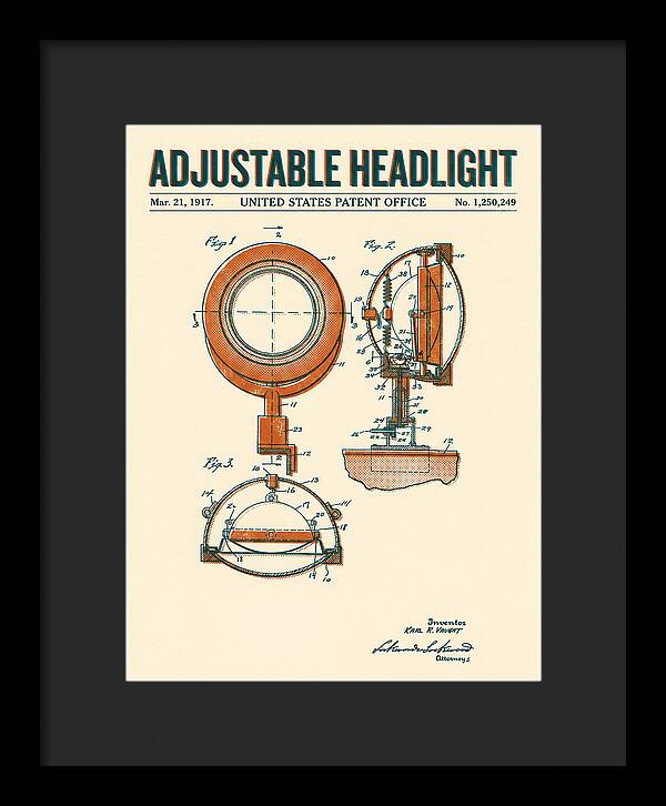 Adjustable Headlight Retro Patent Us1250249a