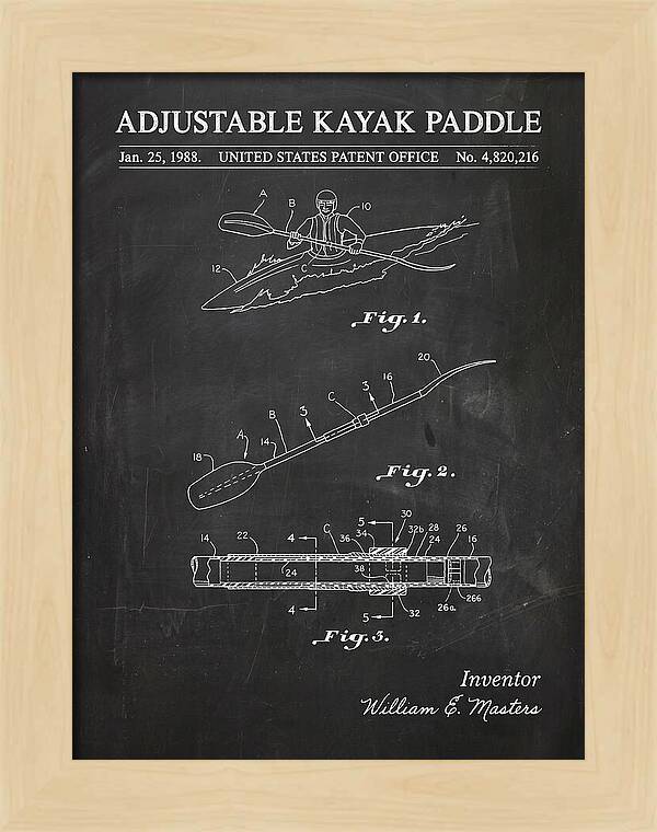 Adjustable Kayak Paddle Chalkboard Patent Us4820216a
