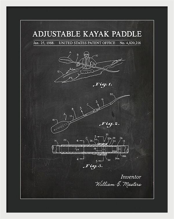 Adjustable Kayak Paddle Chalkboard Patent Us4820216a