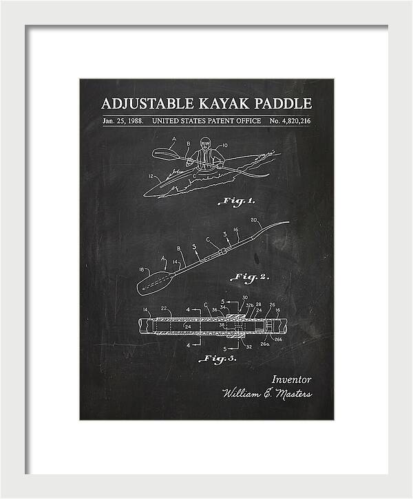 Adjustable Kayak Paddle Chalkboard Patent Us4820216a